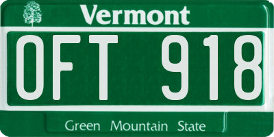 VT license plate OFT918