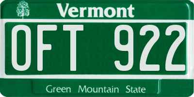 VT license plate OFT922
