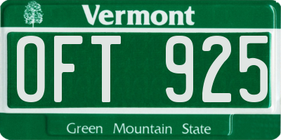 VT license plate OFT925