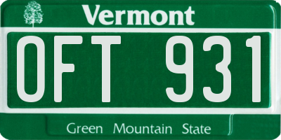 VT license plate OFT931