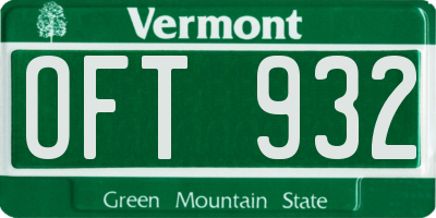 VT license plate OFT932