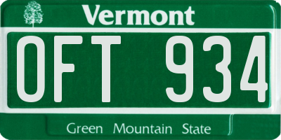 VT license plate OFT934