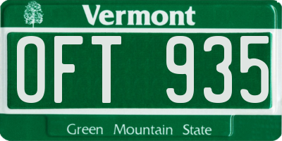 VT license plate OFT935