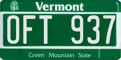 VT license plate OFT937