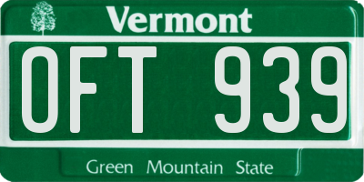 VT license plate OFT939