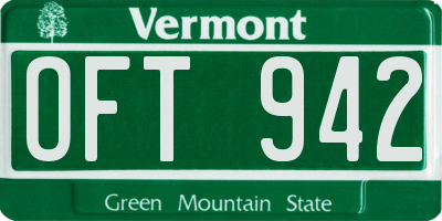 VT license plate OFT942