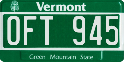 VT license plate OFT945