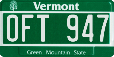 VT license plate OFT947