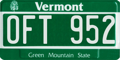 VT license plate OFT952