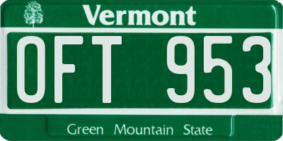 VT license plate OFT953