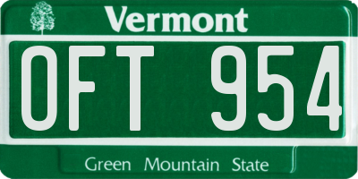 VT license plate OFT954