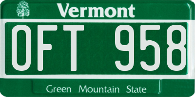 VT license plate OFT958