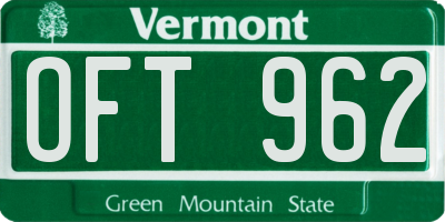 VT license plate OFT962