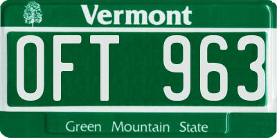 VT license plate OFT963