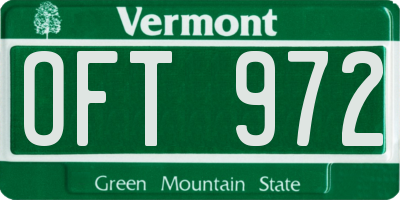 VT license plate OFT972