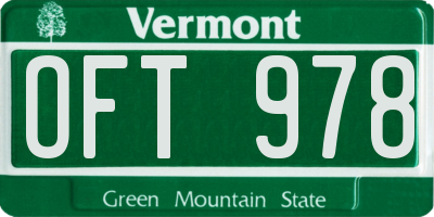 VT license plate OFT978