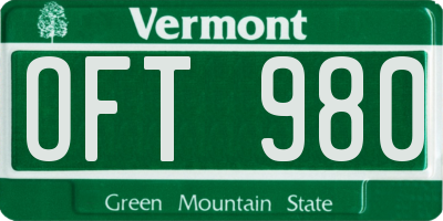 VT license plate OFT980