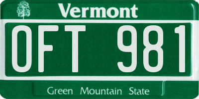 VT license plate OFT981