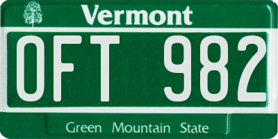 VT license plate OFT982
