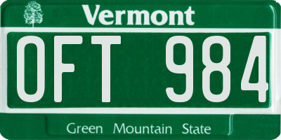 VT license plate OFT984