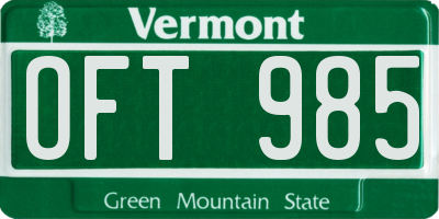 VT license plate OFT985