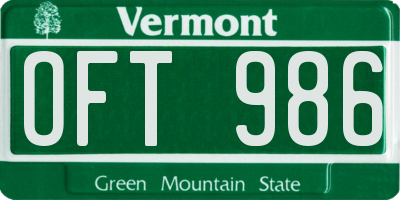 VT license plate OFT986
