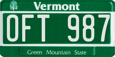 VT license plate OFT987