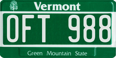 VT license plate OFT988