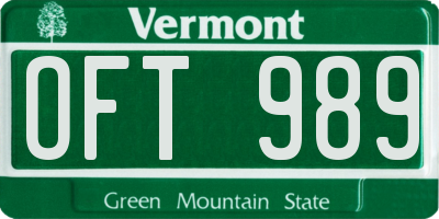 VT license plate OFT989