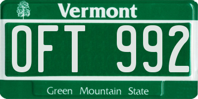 VT license plate OFT992