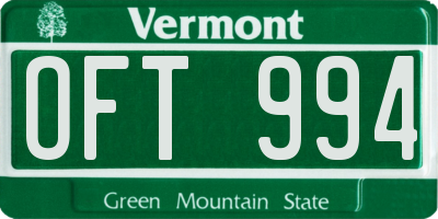 VT license plate OFT994