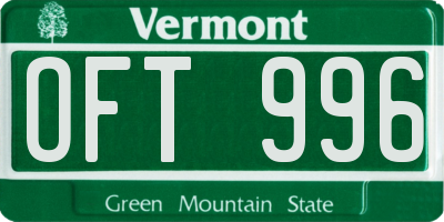 VT license plate OFT996