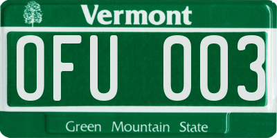 VT license plate OFU003