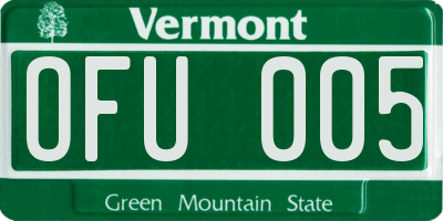 VT license plate OFU005