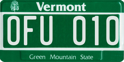 VT license plate OFU010