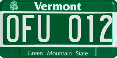VT license plate OFU012