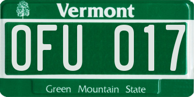 VT license plate OFU017