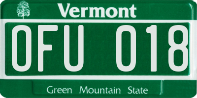 VT license plate OFU018