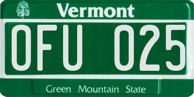 VT license plate OFU025