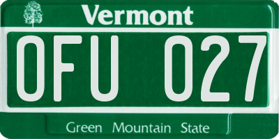 VT license plate OFU027
