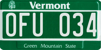 VT license plate OFU034