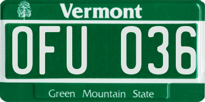 VT license plate OFU036