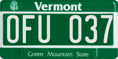 VT license plate OFU037
