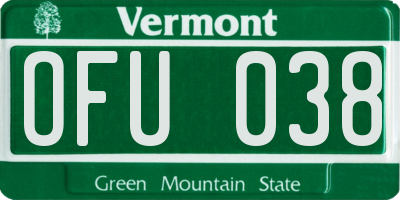 VT license plate OFU038