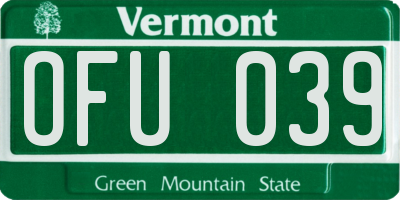 VT license plate OFU039