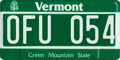 VT license plate OFU054