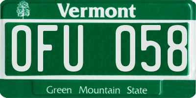 VT license plate OFU058