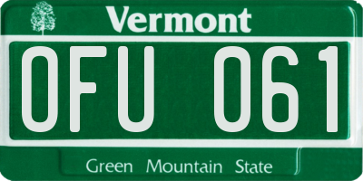 VT license plate OFU061