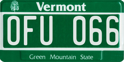 VT license plate OFU066
