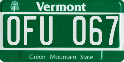 VT license plate OFU067